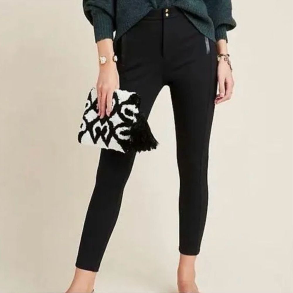 Anthropology Essential Slim Black Ponte Skinny Pants Size 8